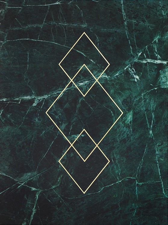  – Poster verde mármore com triângulos dourados no meio