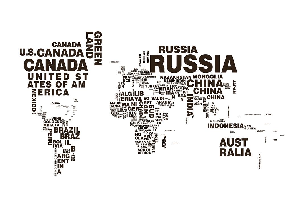World Map Text Poster