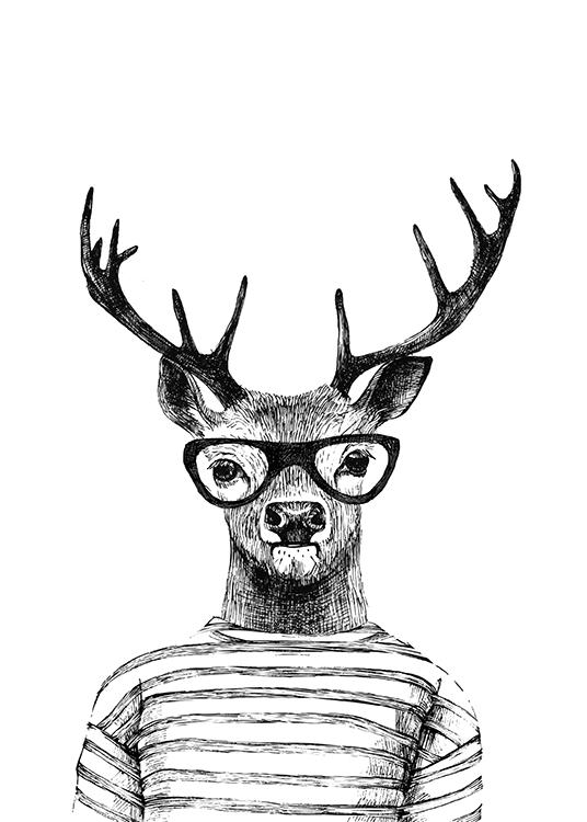 Deer With Glasses Poster