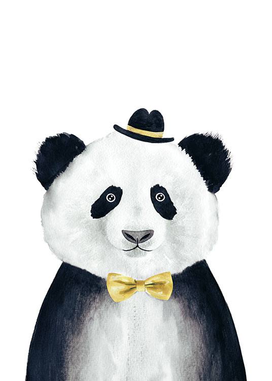 Panda With Hat Poster / Ilustrações de animais em Desenio AB (8234)