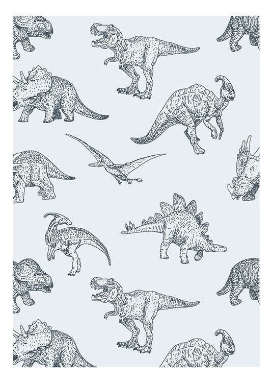Pastel Dinosaurs Poster