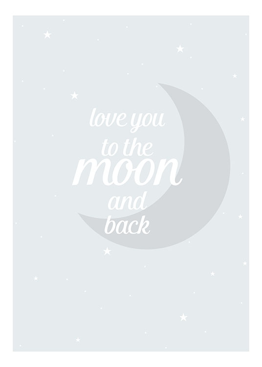 Moon And Back Blue Poster / Cartazes para crianças em Desenio AB (8462)