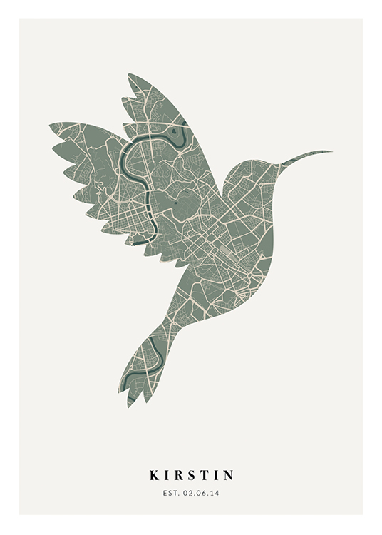 Bird Map Moss Personal Poster