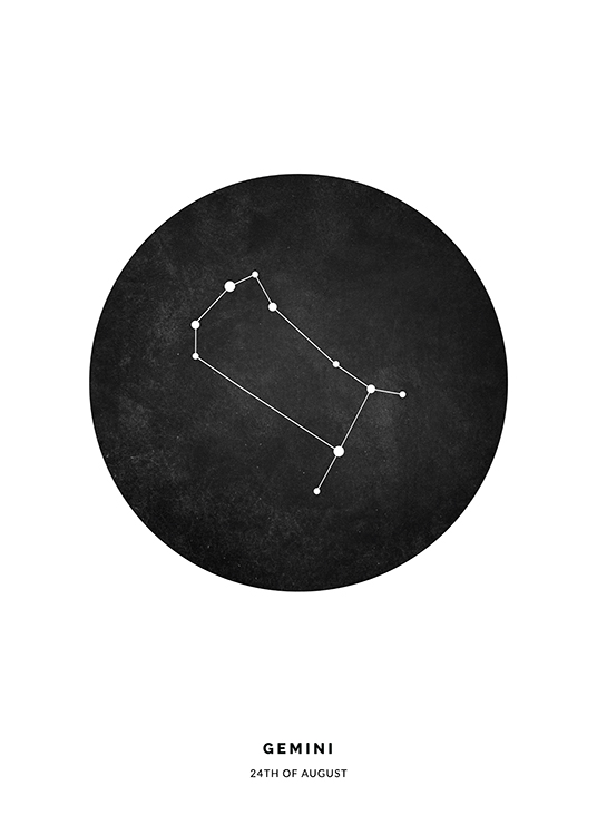 Star Sign Black Gemini Personal Poster