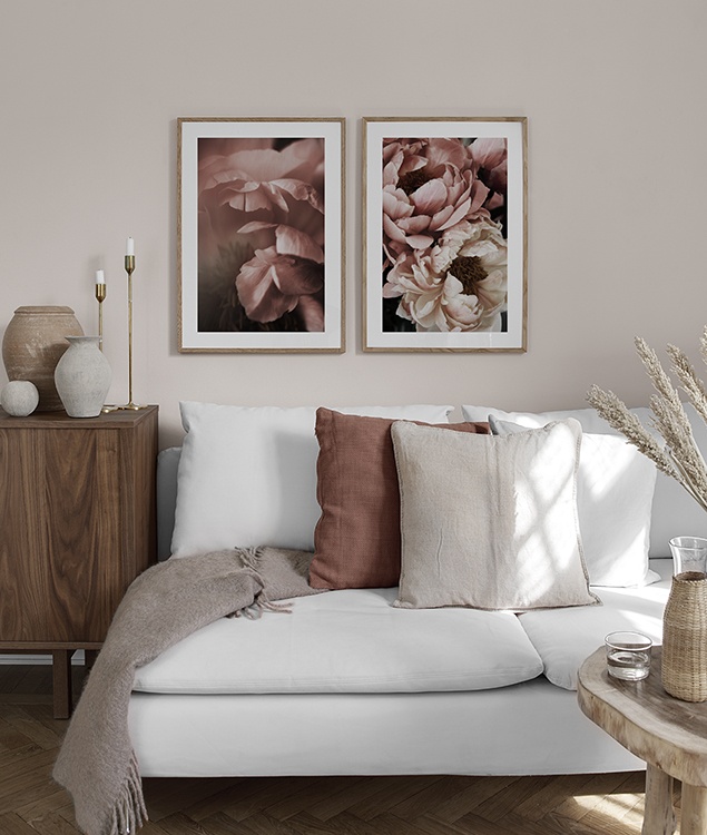 Quadro com peónias rosa par a sala
