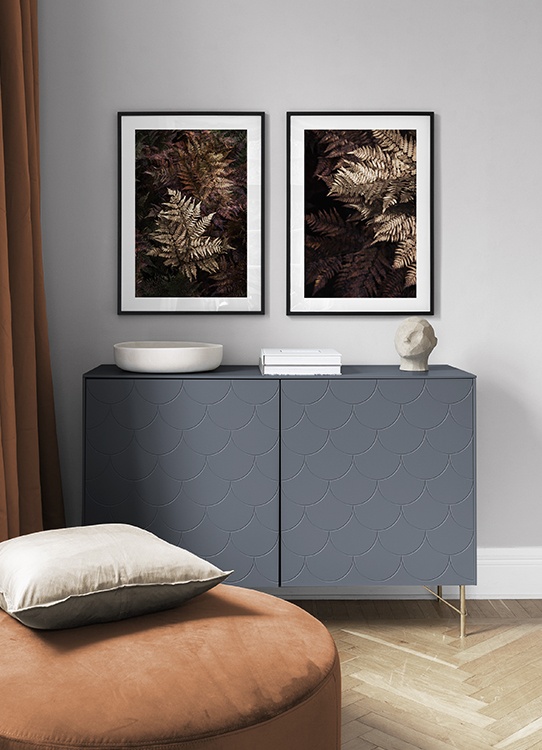 Duo quadros outono, folhas amarelas, perfeito sala