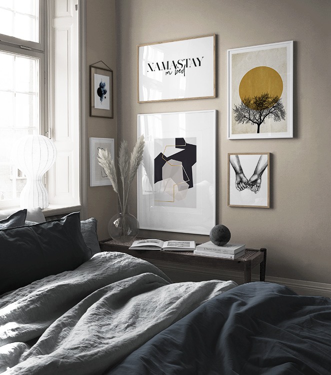 Parede de quadros moderna com posters da tendência