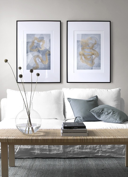 Par perfeito de abstratos em dourado e azul